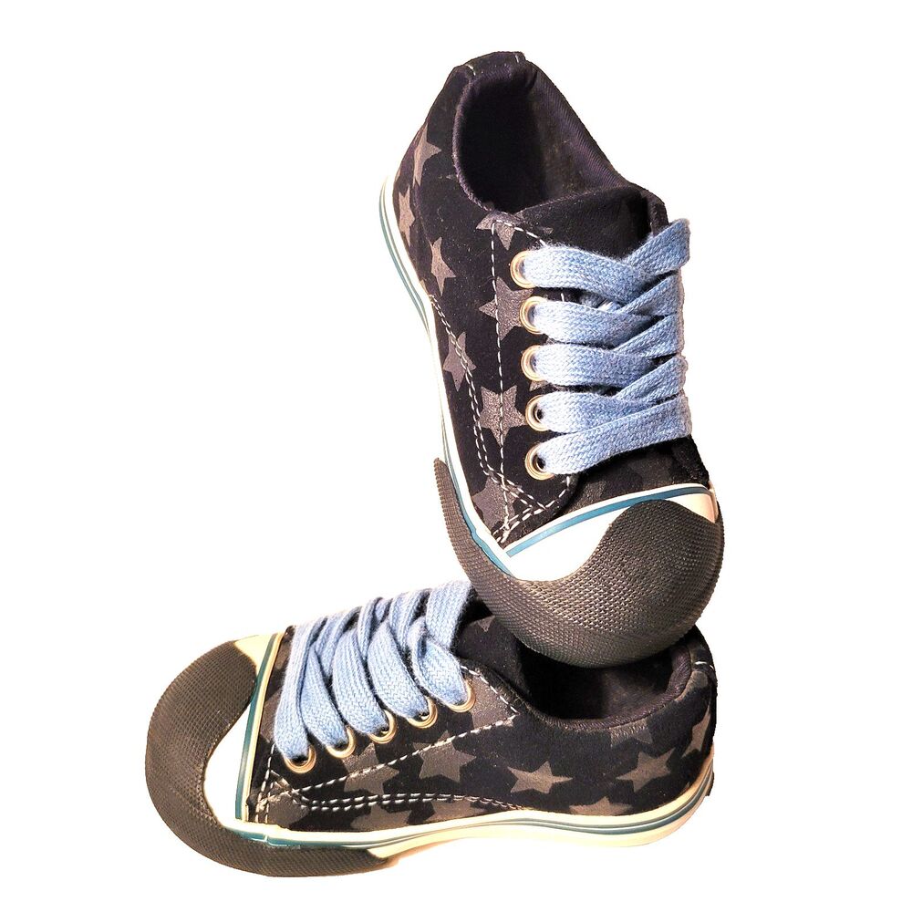 Morgan & Milo Spring Sneaker Kids 6.5 Blue Suede Shoes STARS boys Lace Up Unisex